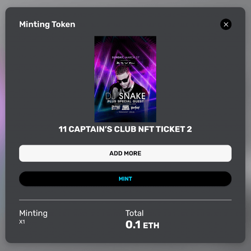 Smart contract integration showing NFT minting and management interface