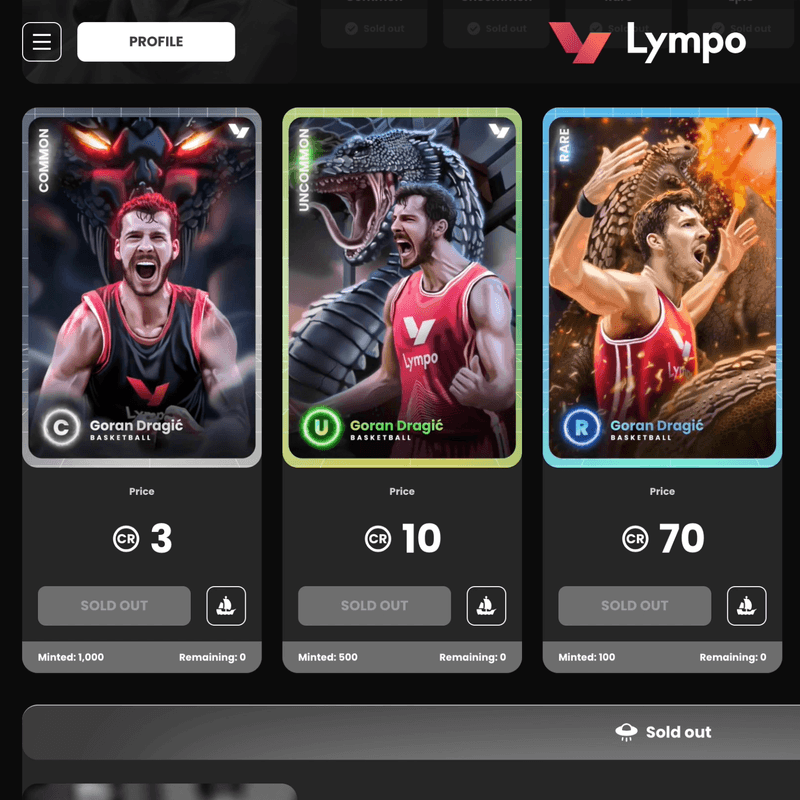 Lympo play-to-earn games interface displaying gaming mechanics and rewards