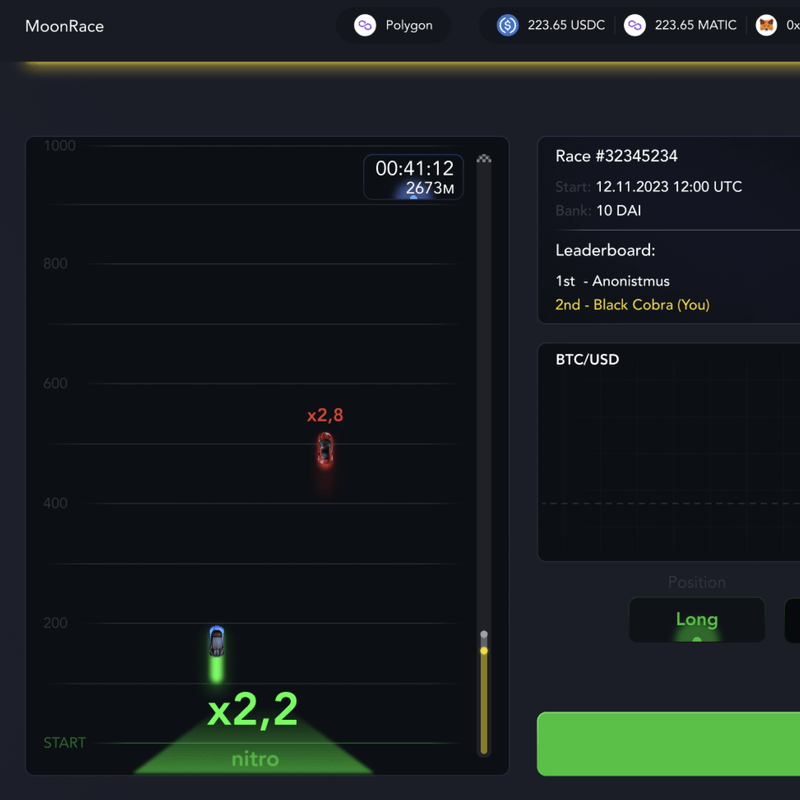 Real-time race matching interface displaying player pairing and racing lobby